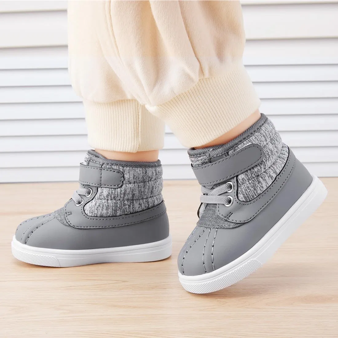 Детские зимние ботинки для мальчиков и девочек с принтом BMCiTYBM, Yarns Grey — фото 3