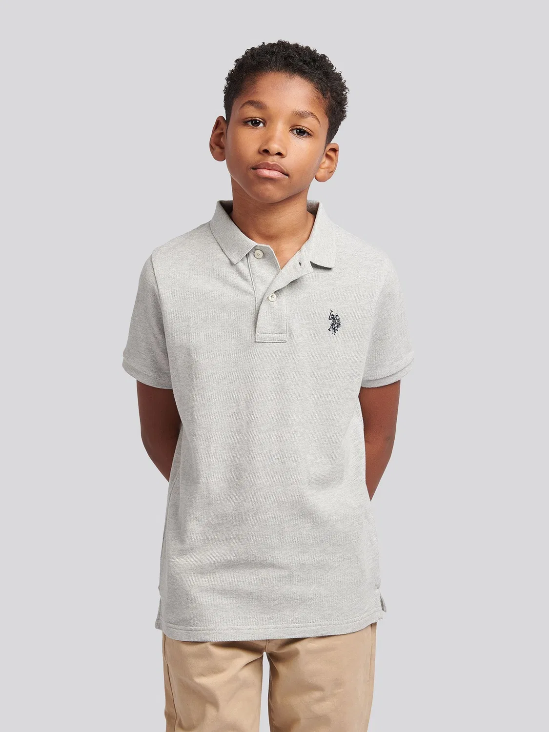 Поло хлопковое U.S. Polo Assn. Double Horsemen, серый