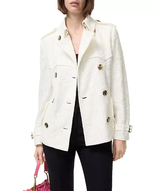 Женская куртка с принтом Foxfield Lace Paisley Double Breasted Jacket Burberry, Chalk — фото 2