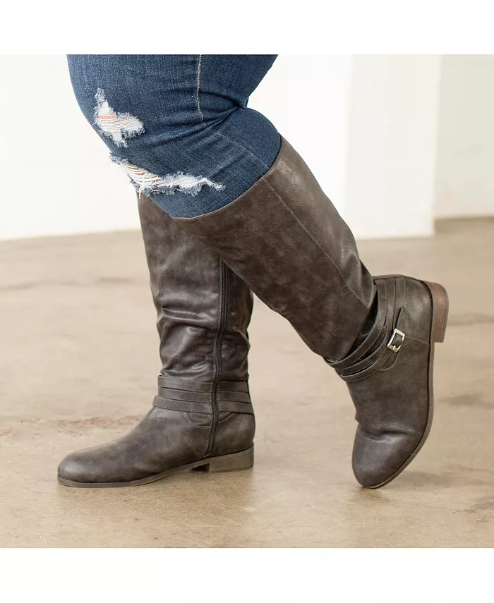 Женские сапоги Ivie Extra Wide Calf до колена для верховой езды Journee Collection, синий — фото 3