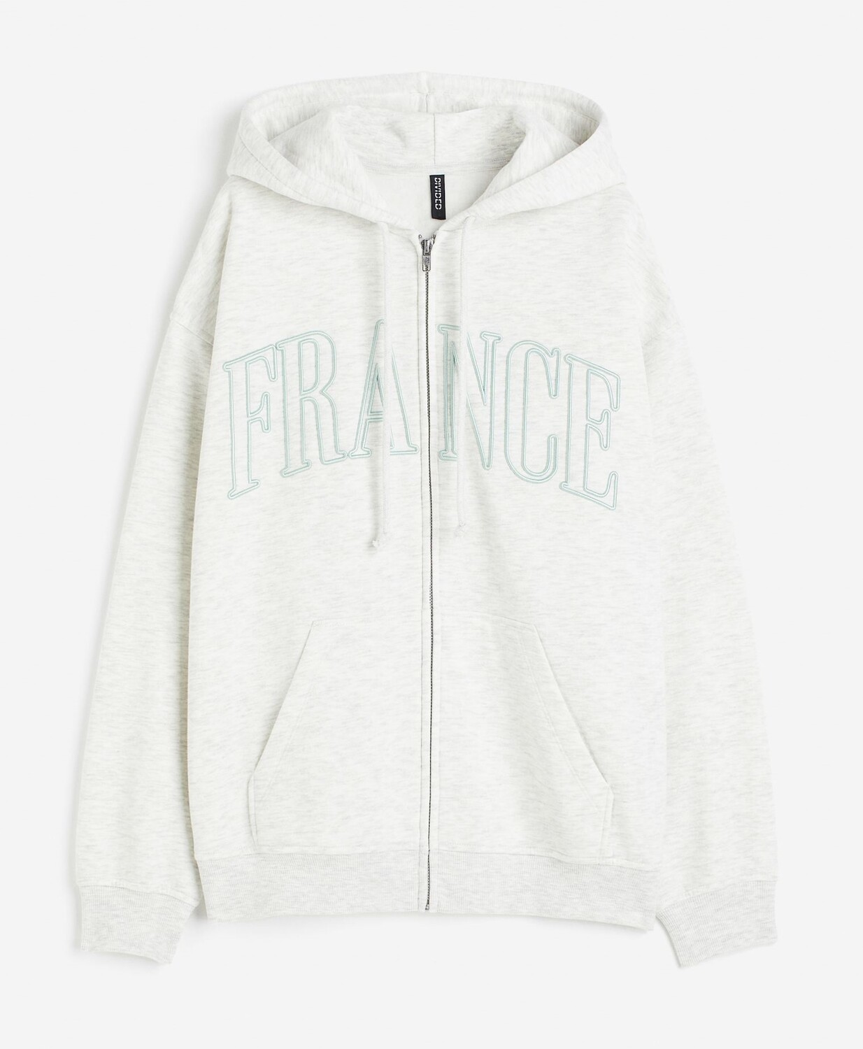 

Спортивная куртка H&M France Oversized Printed Hooded, светло-серый