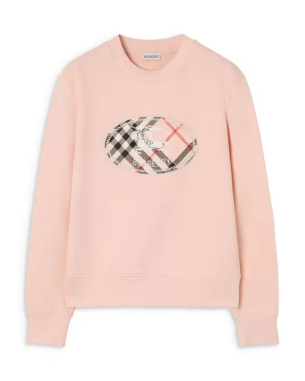 Женский свитшот с принтом Check Knight Stamp Burberry, Compact Pink — фото 3