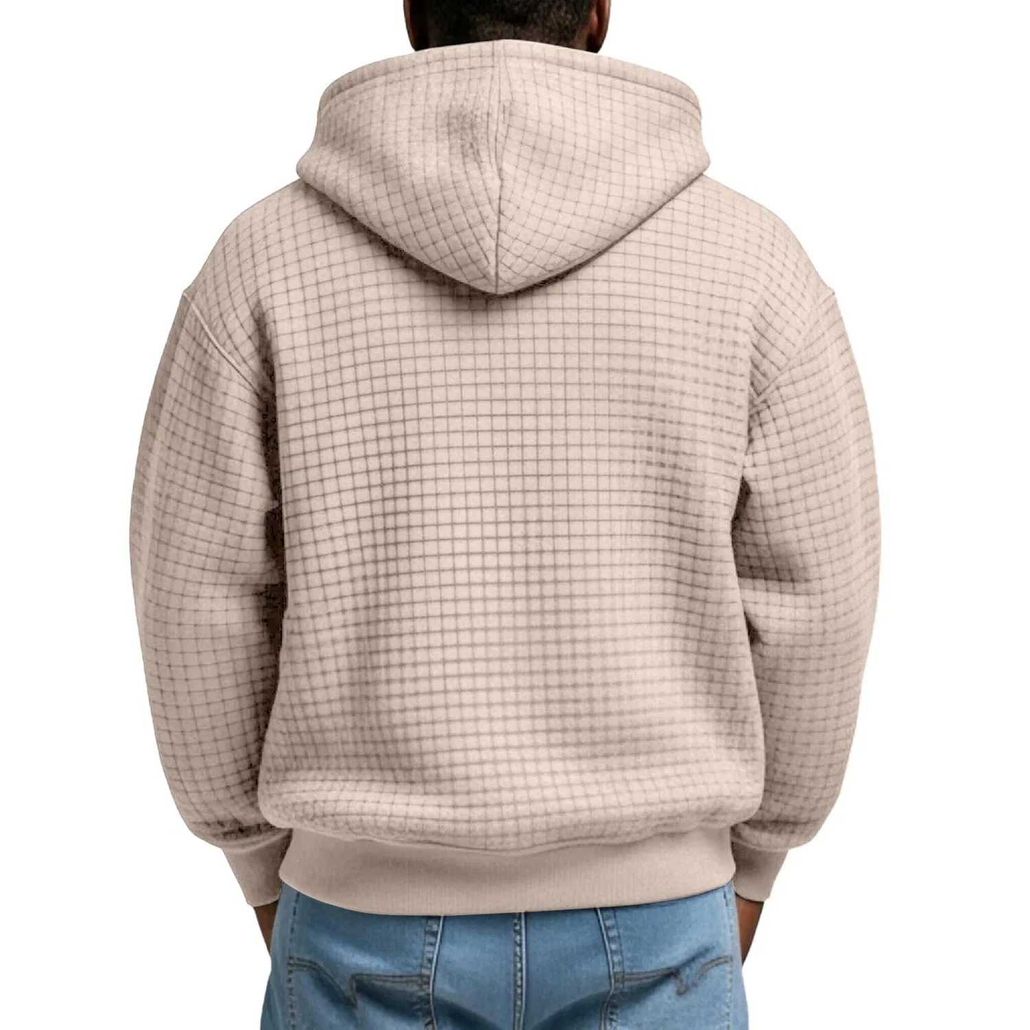 Мужское худи с длинным рукавом на молнии, Beige — фото 4