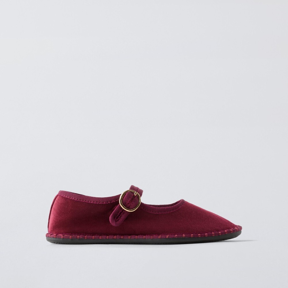 Балетки Zara Velvet, бордовый