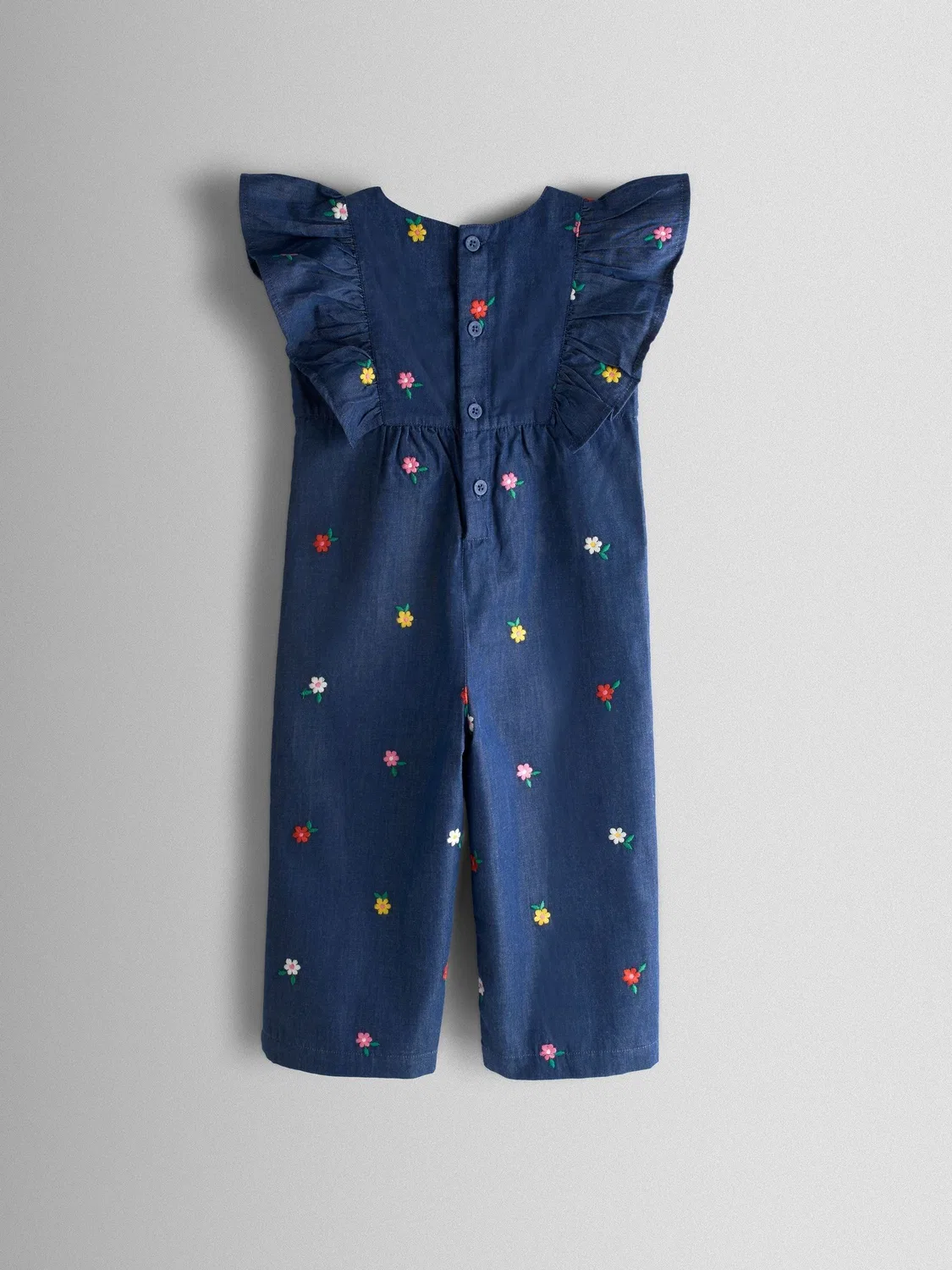 Комбинезон с воланами на рукавах, Chambray Blue Embroidered Jojo Maman Bébé — фото 2