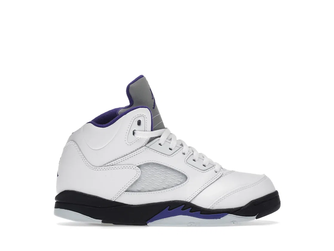 Детские кроссовки с высоким верхом Jordan 5 Retro, White/Dark Concord-Black
