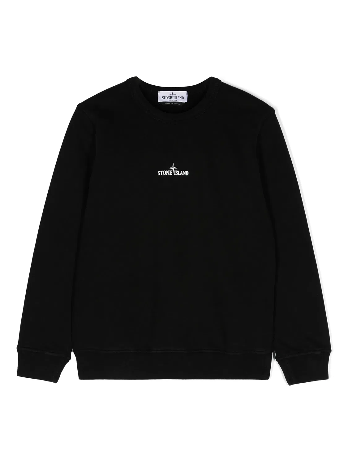 Свитшот с логотипом из органического хлопка Stone Island, черный