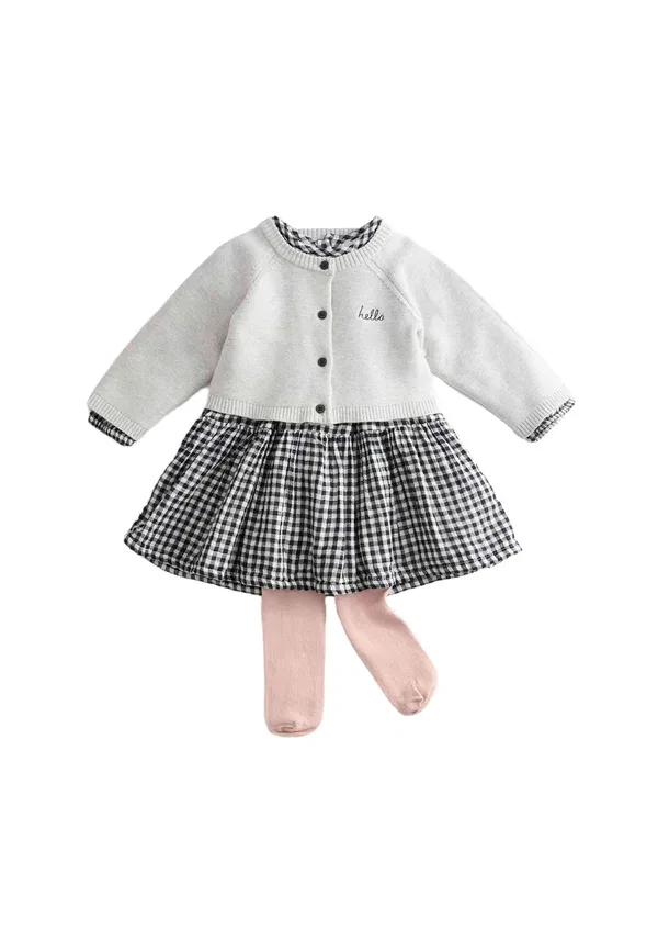 Комплект из 3 предметов: кардиган, топ и брюки с узором в клетку Gingham Set, Marks & Spencer, Charcoal Mix
