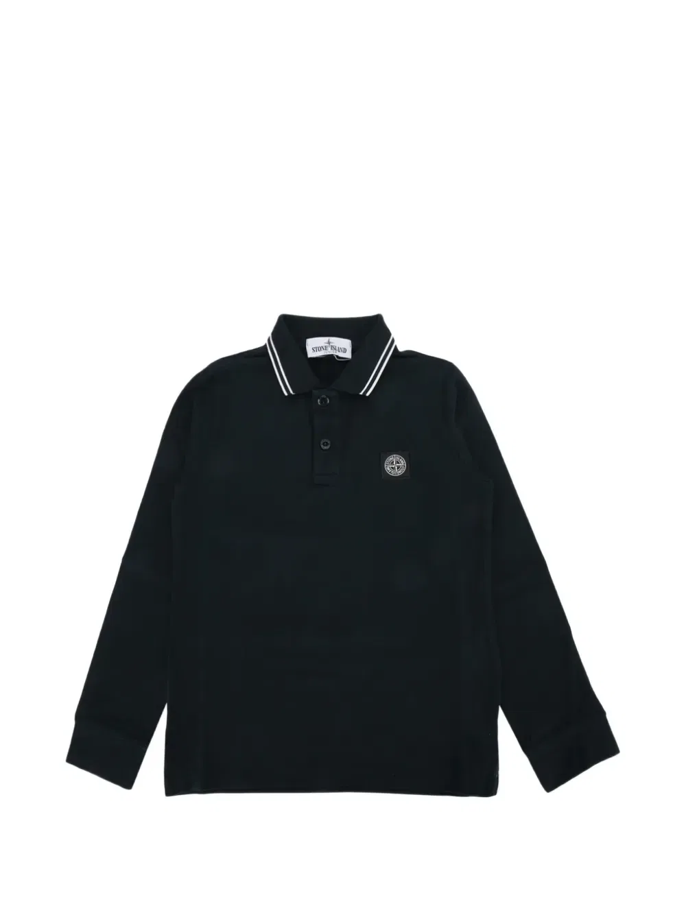 Рубашка-поло с длинным рукавом и нашивкой с логотипом Stone Island Junior, синий