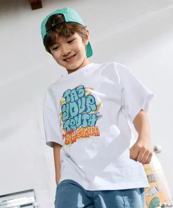 Футболка с граффити-принтом Kids tag graffiti tee, Brownbreath Kids, белый