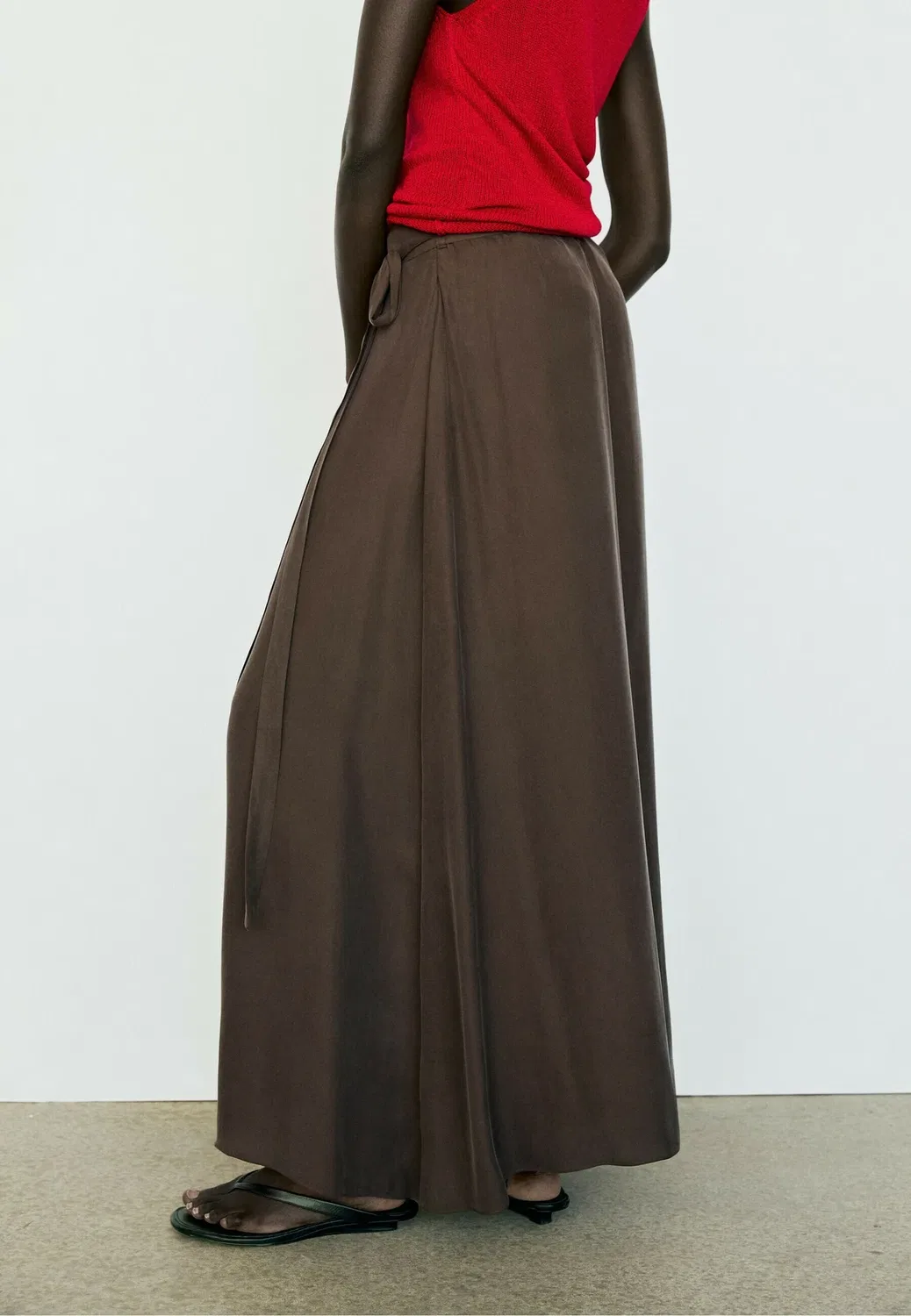 Юбка-Обертка Massimo Dutti, Dark Brown — фото 3