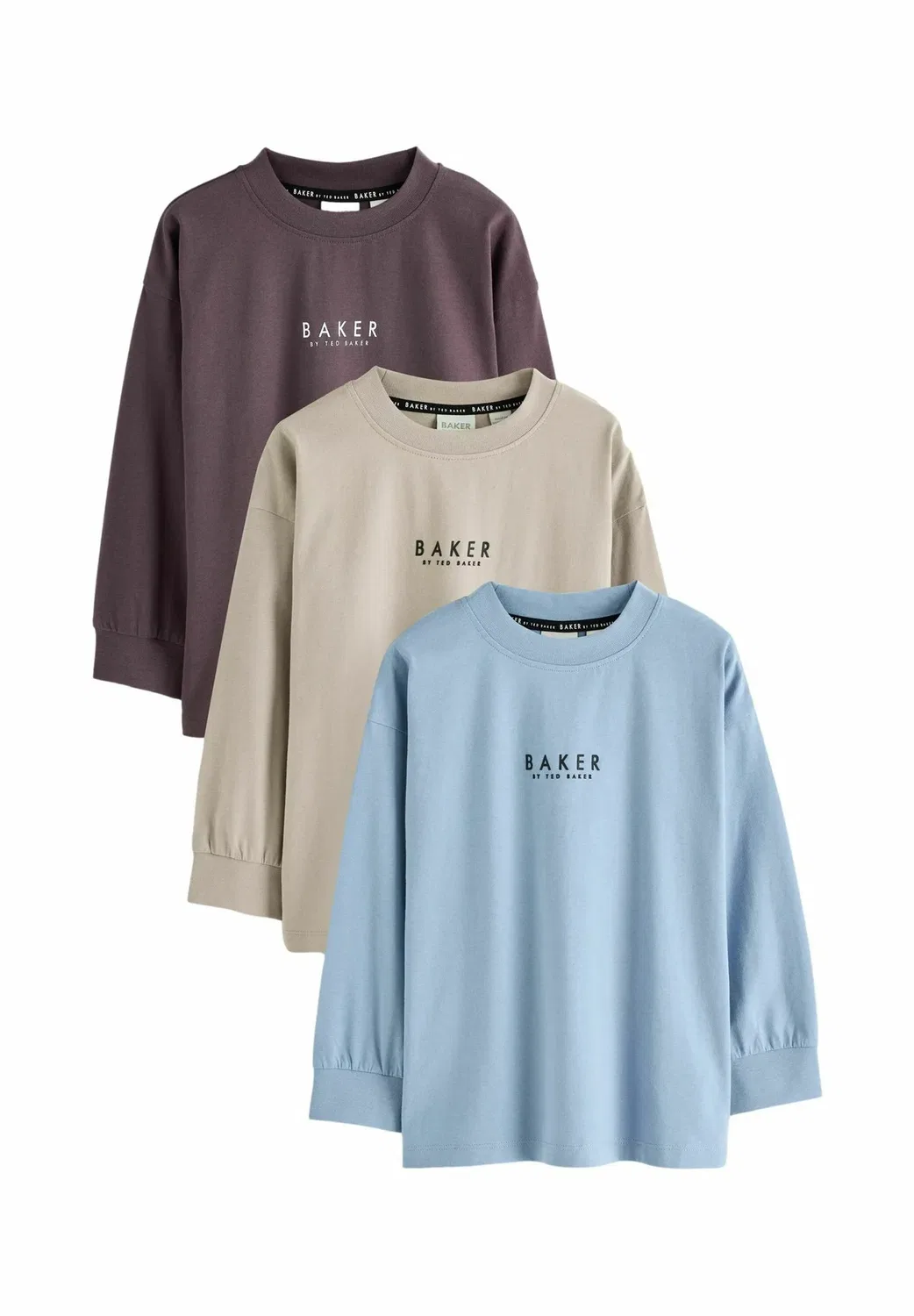 Комплект из 3 футболок с длинным рукавом - футболка с длинным рукавом Baker By Ted Baker, Burgundy Stone Blue