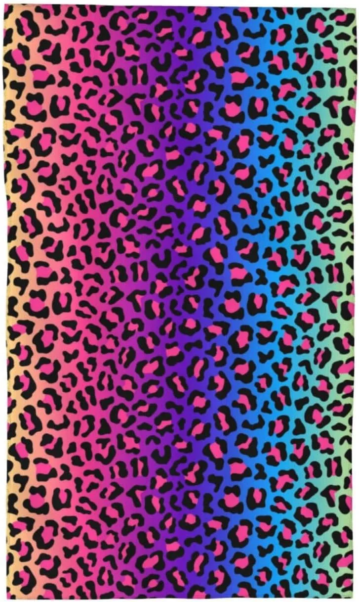 Мочалка для душа Pevtufa, 70x40 см, Leopard Neon Rainbow Gradient