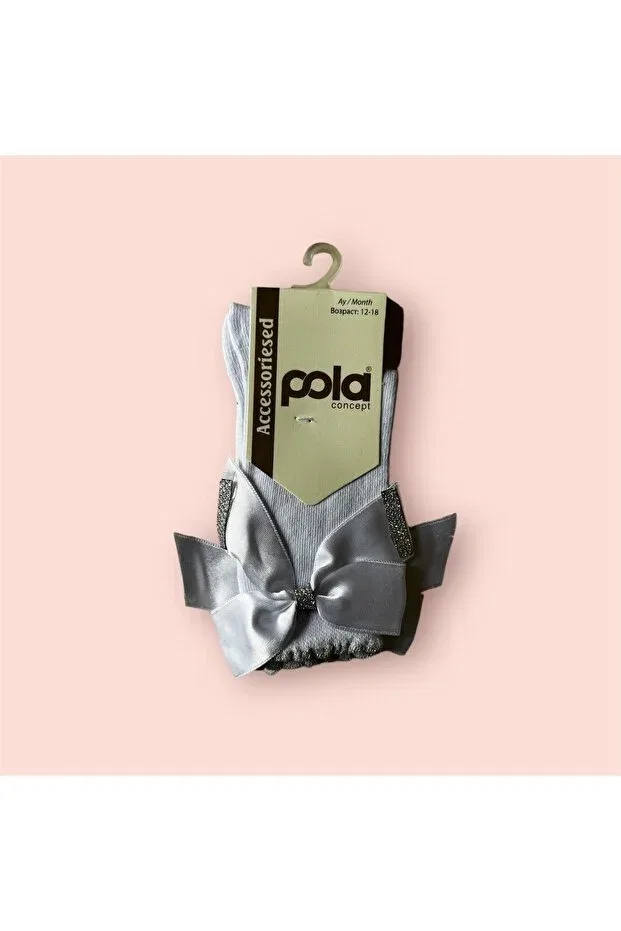Детские носки для новорожденных хлопковые с бантом Pola, White
