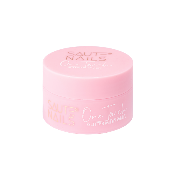 

Глиттер молочно-белый строительный гель, 50 г Saute Nails One touch, цвет glitter milky white