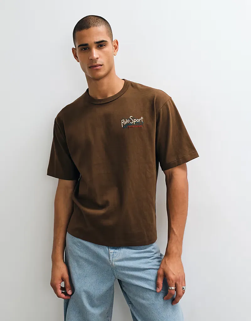 Футболка Polo Ralph Lauren Sport свободного кроя, коричневый