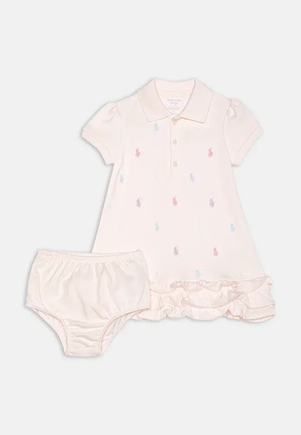 Комплект из поло с рюшами и ползунков Polo Ralph Lauren, розовый