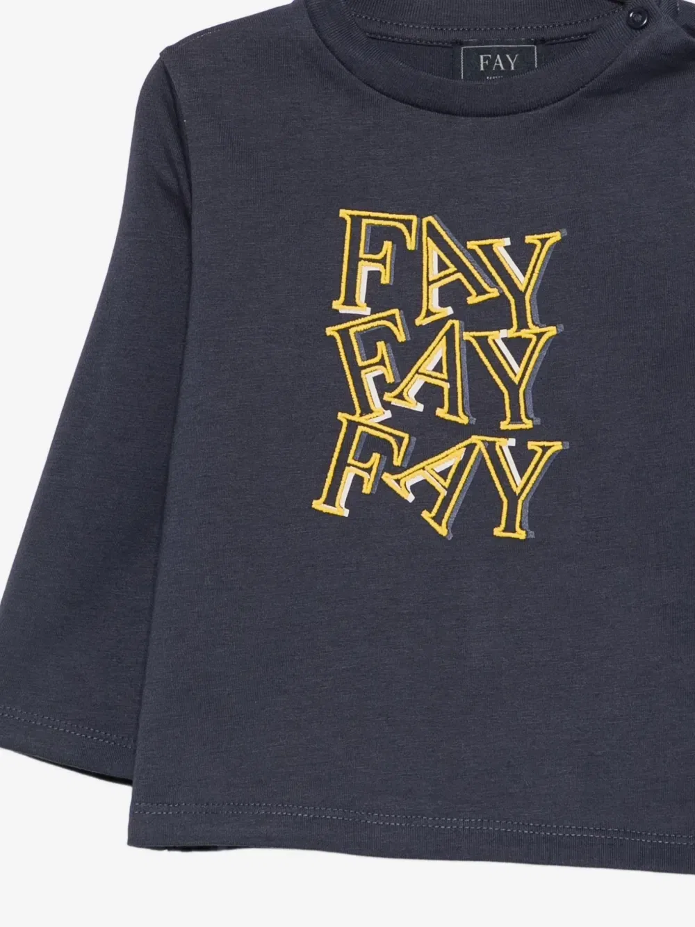 Футболка с длинными рукавами с логотипом Fay Kids, синий — фото 3
