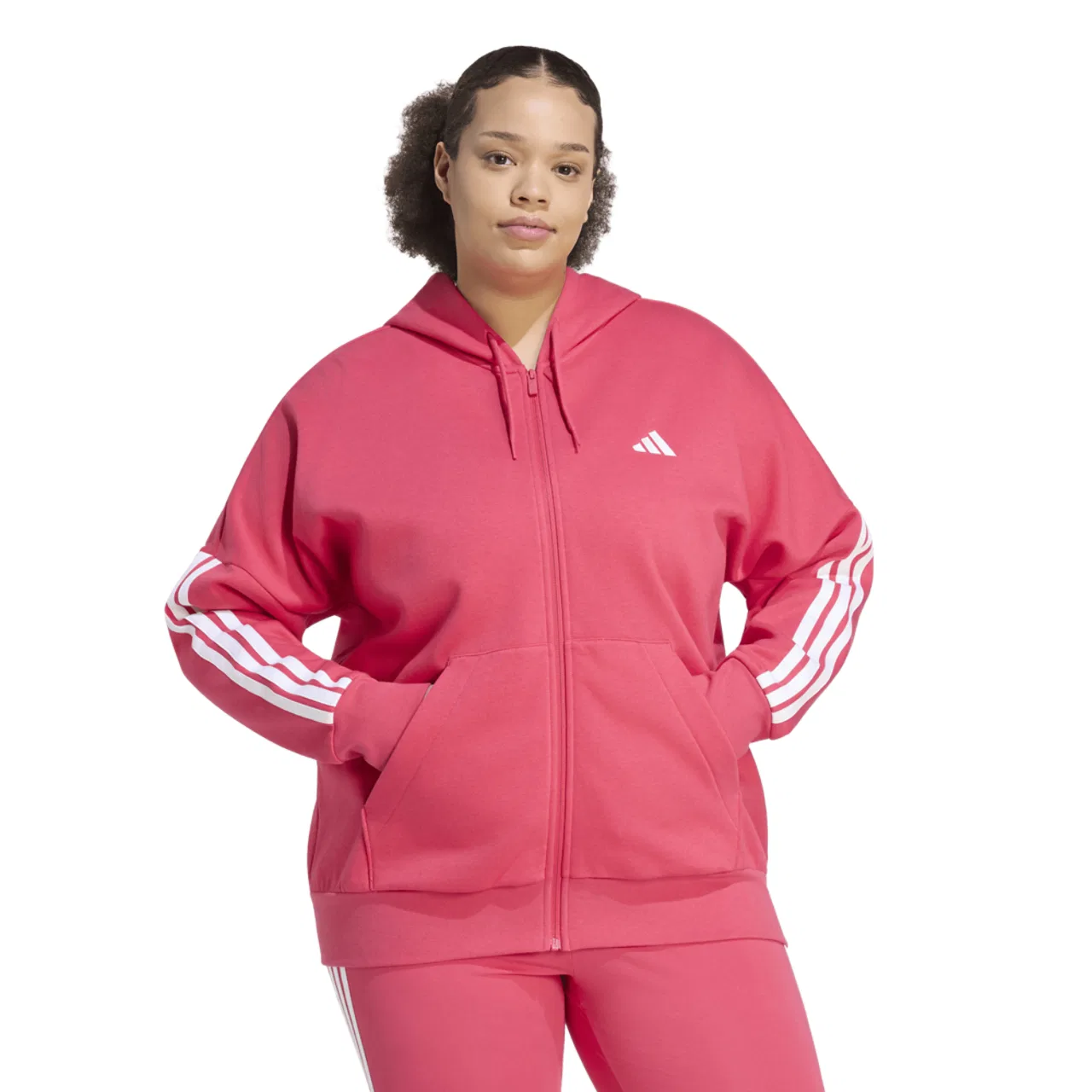 Женская флисовая кофта с молнией Essentials 3-Stripe FZ Adidas, цвет Power Pink