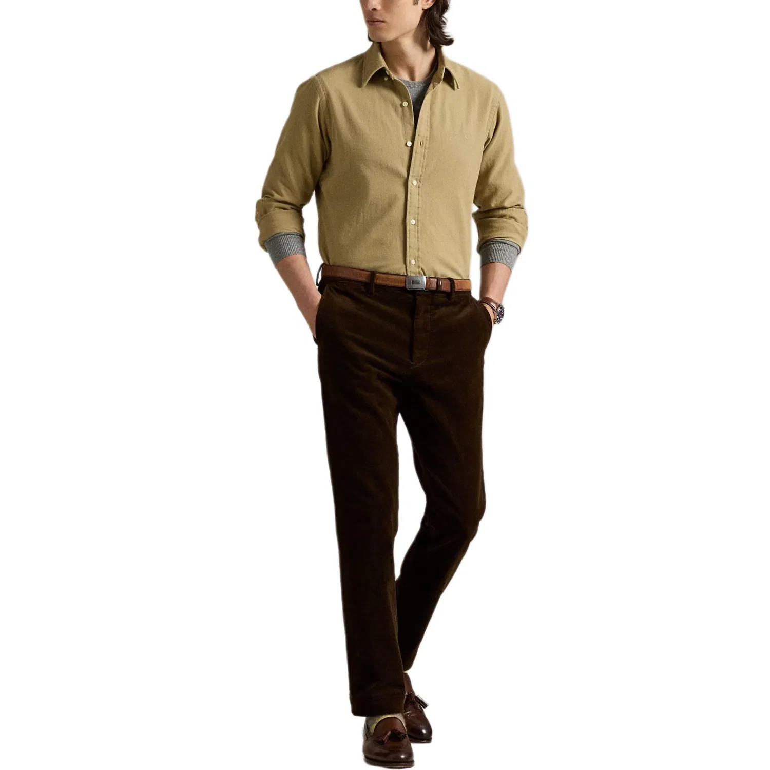 Рубашка классическая мужская Polo Ralph Lauren, Khaki — фото 4