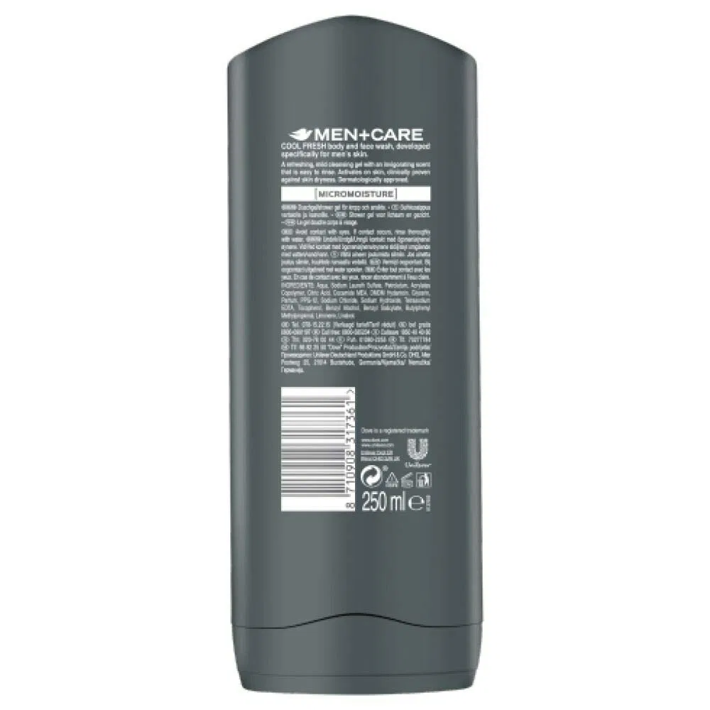 Гель для душа 3-в-1 Dove Men+Care, набор 6 шт., 250 мл, Cool Fresh — фото 2