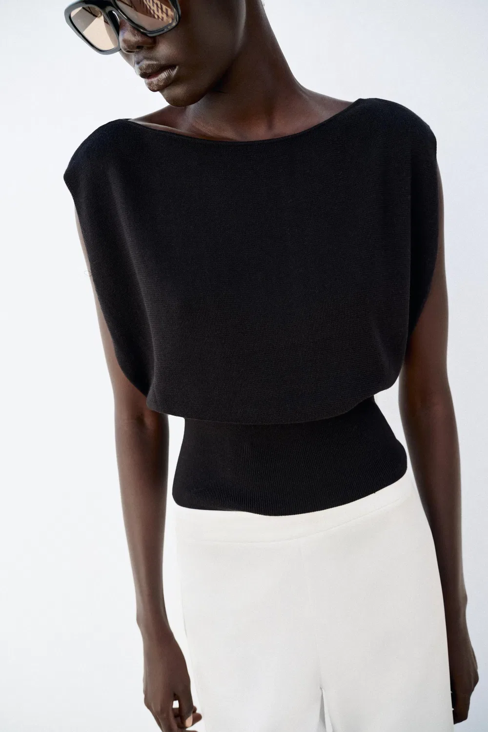 Вязаный топ приталенного кроя ZARA, Black — фото 4