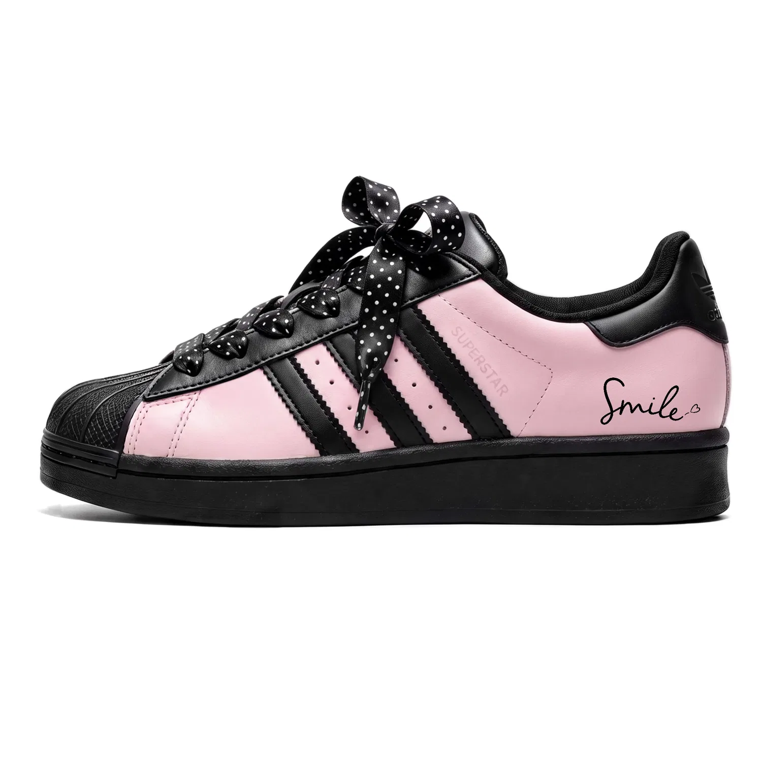 Детские кроссовки для скейтбординга с контрастной расцветкой Adidas Superstar 2, Pink Black Contrast