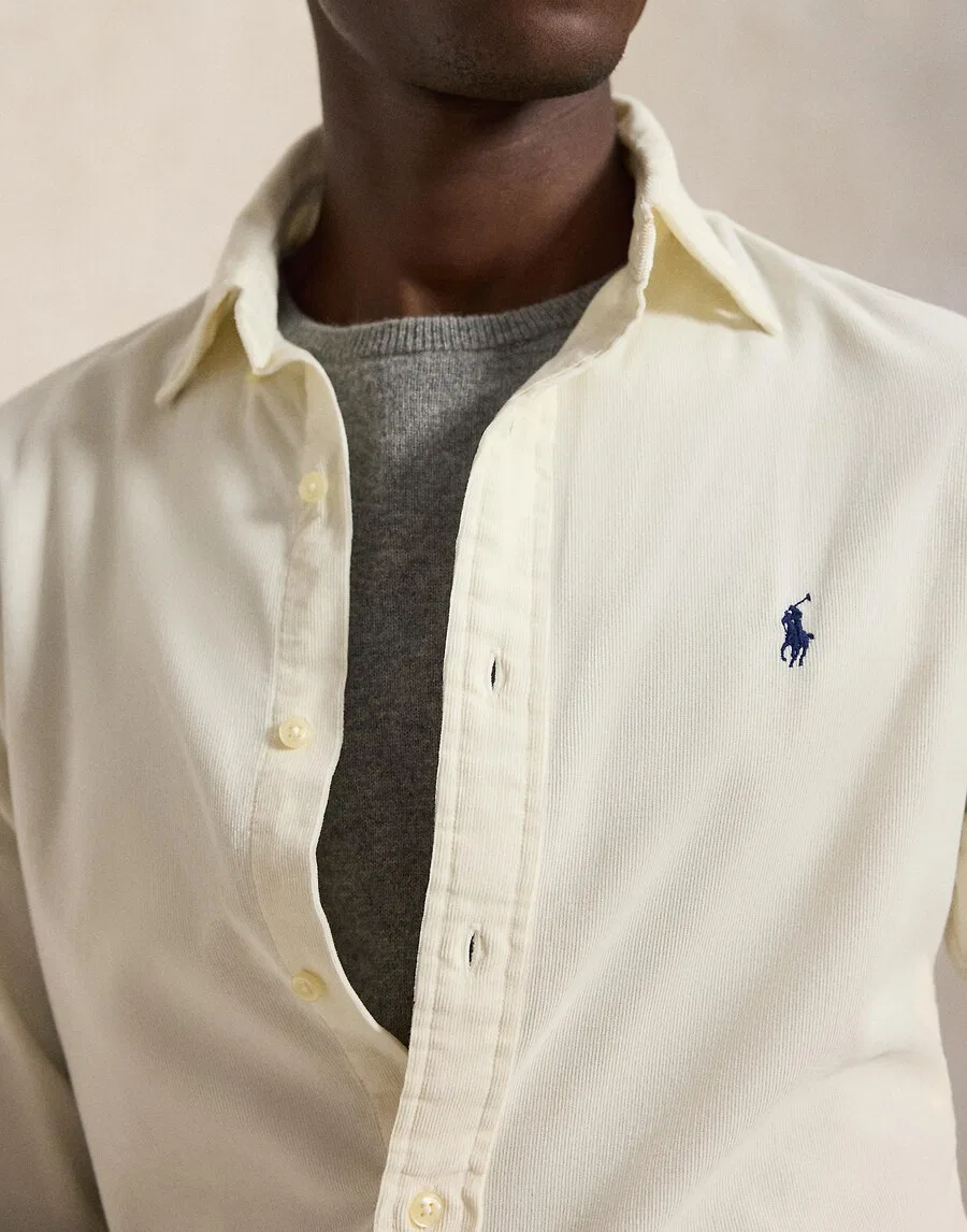 Рубашка Polo Ralph Lauren прямого кроя на пуговицах, кремового цвета — фото 3