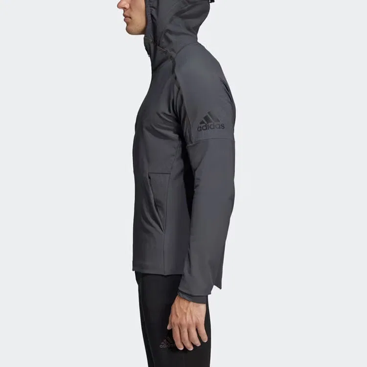 Куртка ветрозащитная с капюшоном Adidas, серая — фото 3