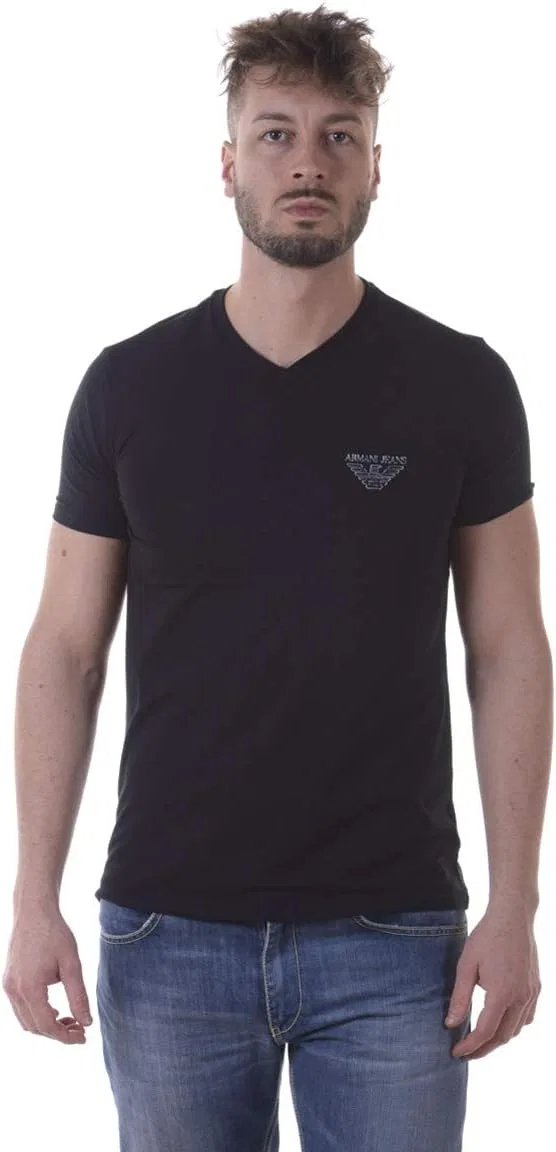 Мужская slim fit футболка с логотипом Emporio Armani, Black