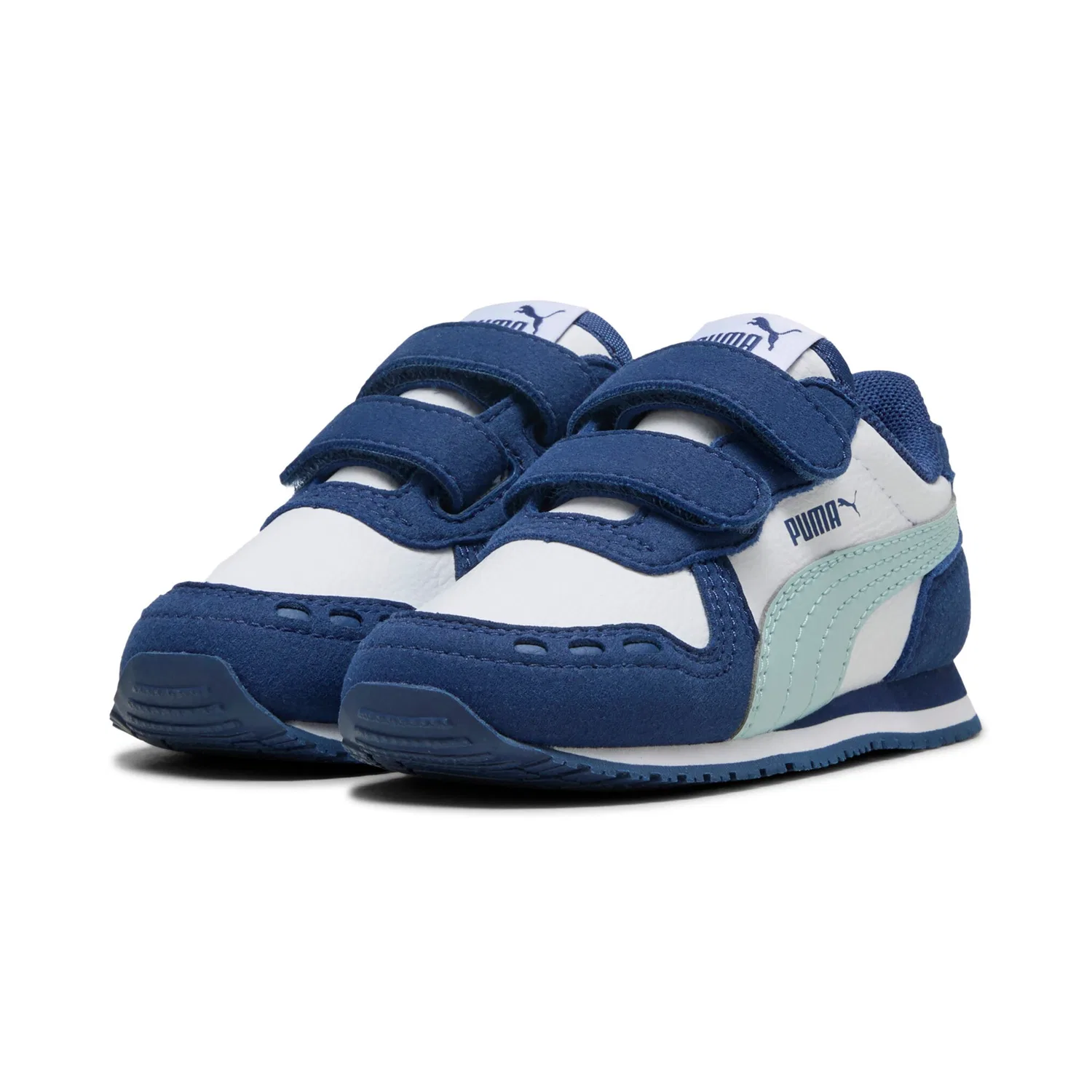 Детские кроссовки с ретро-стилем Cabana Racer PUMA, White/Fresh Water/Blue Jewel