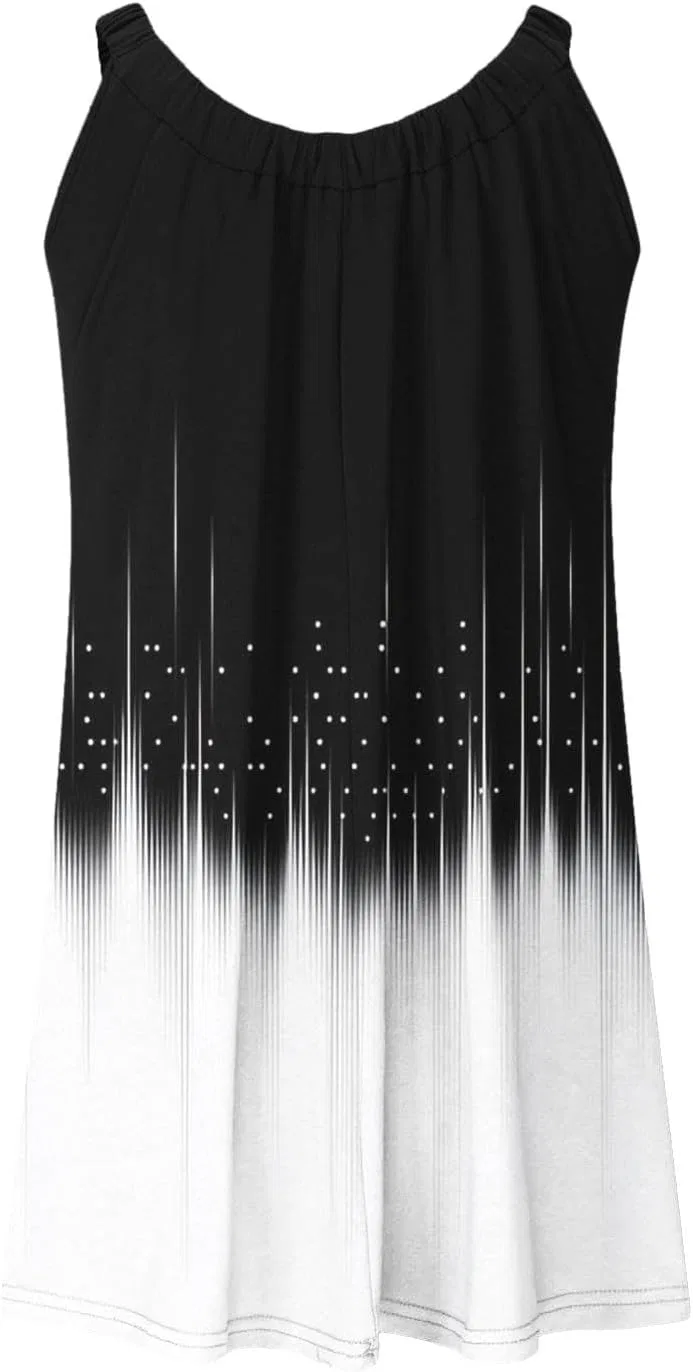 Женское летнее сарафан миди Sleeveless Knee Length Dresses, Black — фото 4