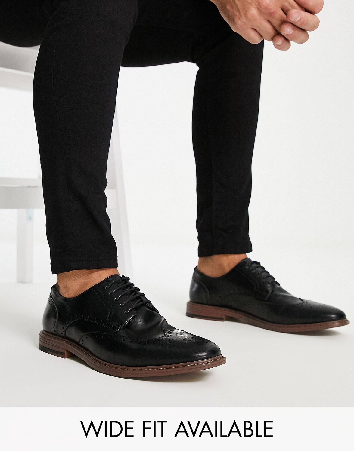 

Броги мужские ASOS DESIGN из экокожи, черный