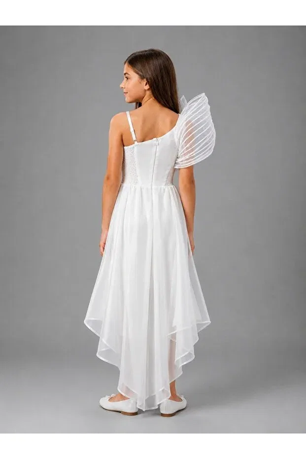Детское платье для девочек без рукавов Custom Design Wedding Graduation Special Occasion Girls Evening Dress Milo, White — фото 3