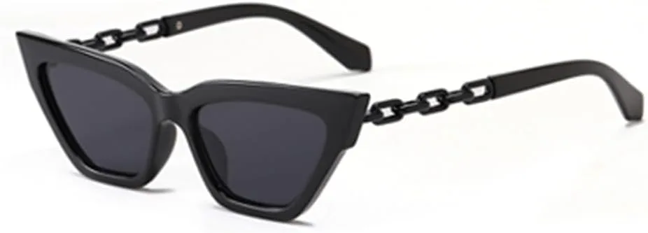 

Солнцезащитные винтажные женские солнцезащитные очки «кошачий глаз» с УФ-защитой, уличные солнцезащитные очки с застежкой, ретро-очки с цепочкой MTZJH, One Color