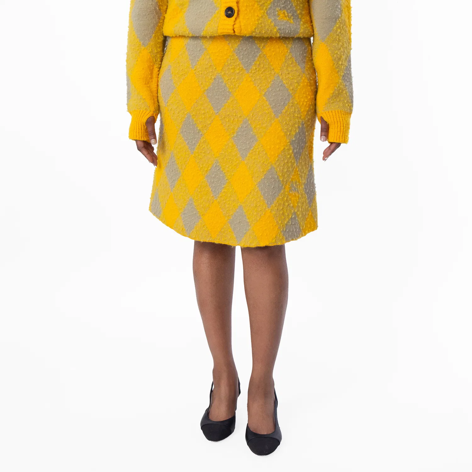 Юбка шерстяная миди с принтом Argyle Burberry, Mimosa Ip Pattern