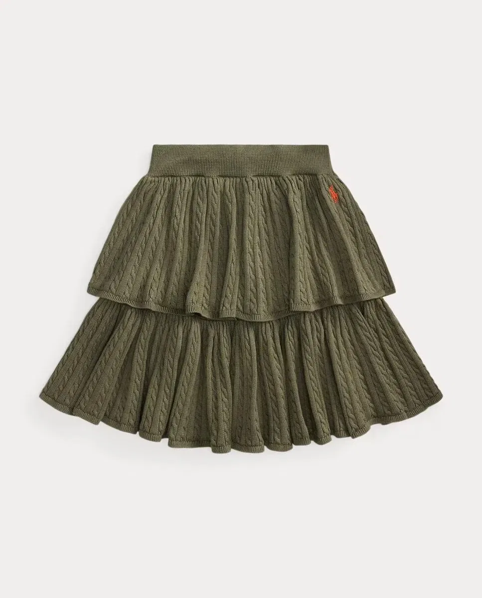 Детская юбка для девочек из футера с миниатюрным узором Polo Ralph Lauren, Verde Militar