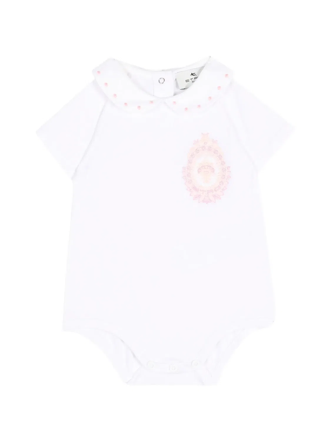 Боди с воротником Питер Пэн и вышивкой Etro Kids, белый