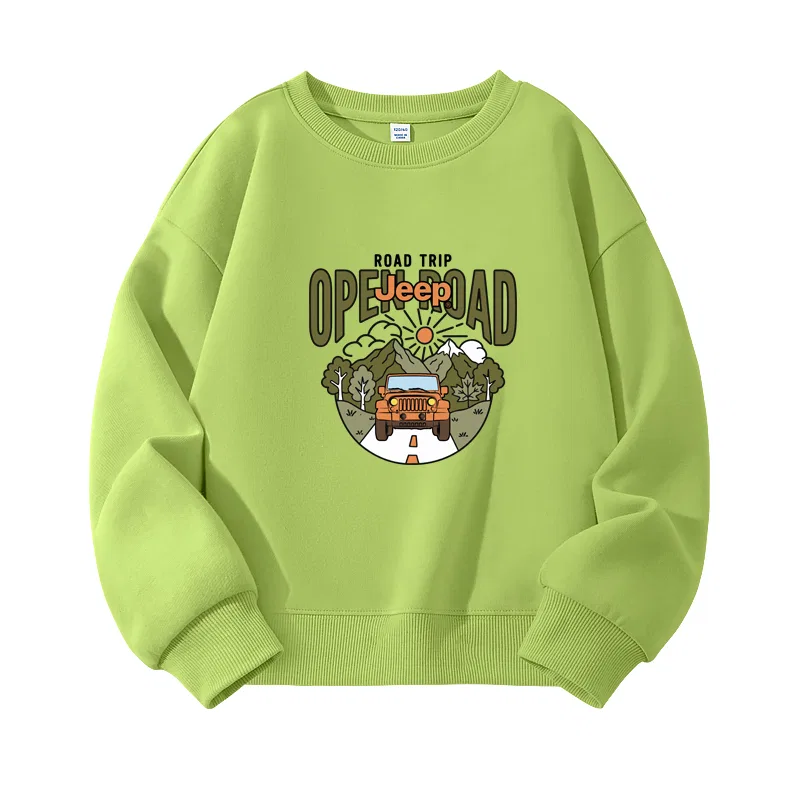 Детский свитшот с капюшоном Jeep, Mint Green/E Highway Travel