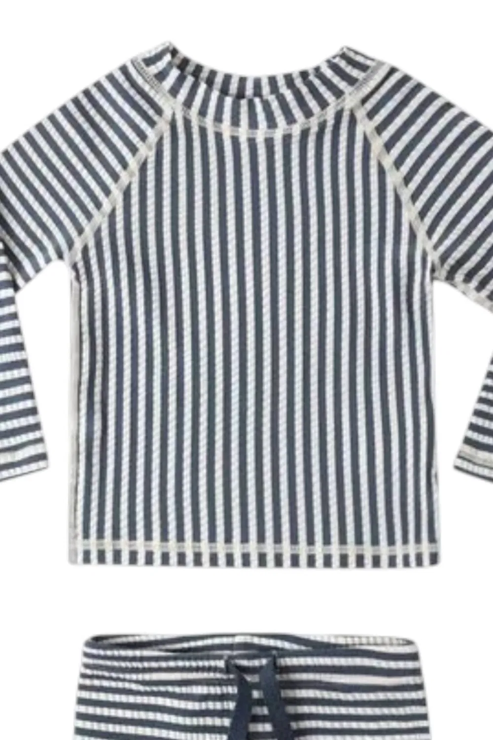 Детский комплект для плавания с защитой UPF 50+ с длинным рукавом Navy Stripe Rylee + Cru — фото 2