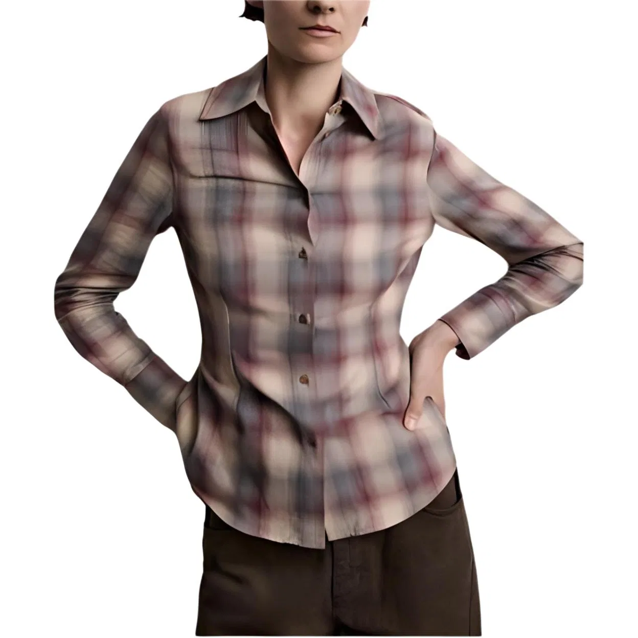 Женская рубашка с отложным воротником ZARA, Gray — фото 4
