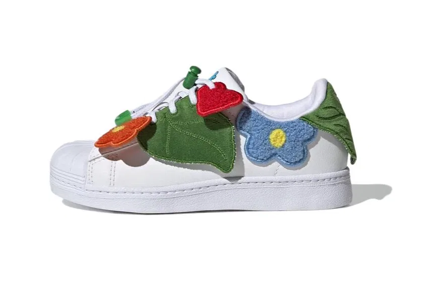 Детские кроссовки для скейтбординга с принтом Melting Sadness x Superstar 360 Adidas Originals, White Green Blue
