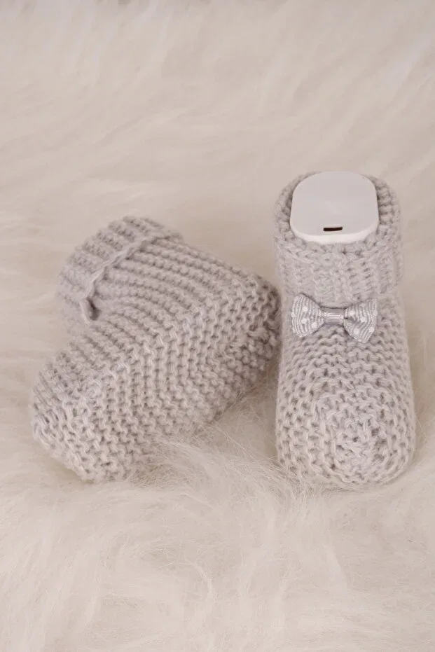 Детские пинетки для девочек трикотажные Basics Liljoy, Gray — фото 3