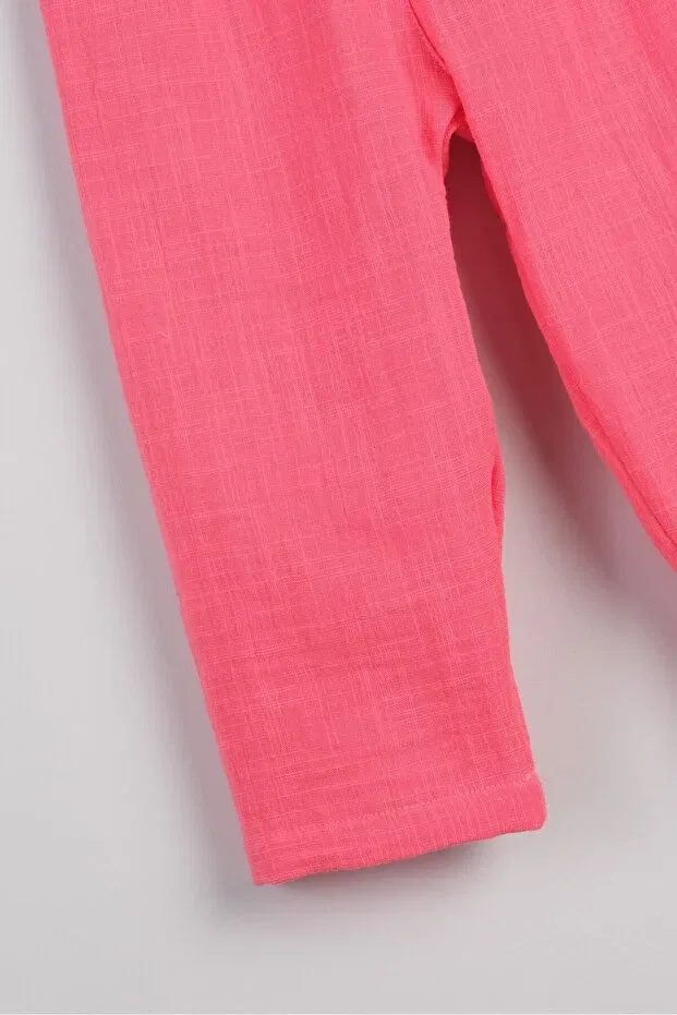 Детские брюки для девочек хлопковые Flameli Muslin Bondberro, Fuchsia — фото 4