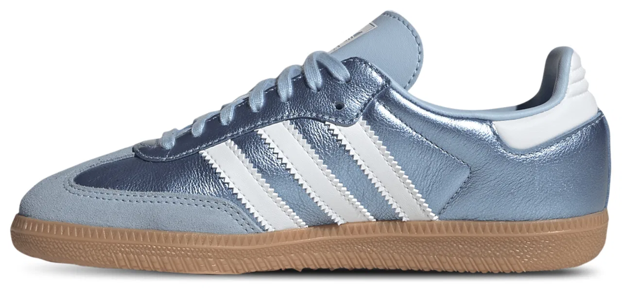 Кроссовки для девочек Samba Adidas, цвет Metallic Blue/Footwear White — фото 2