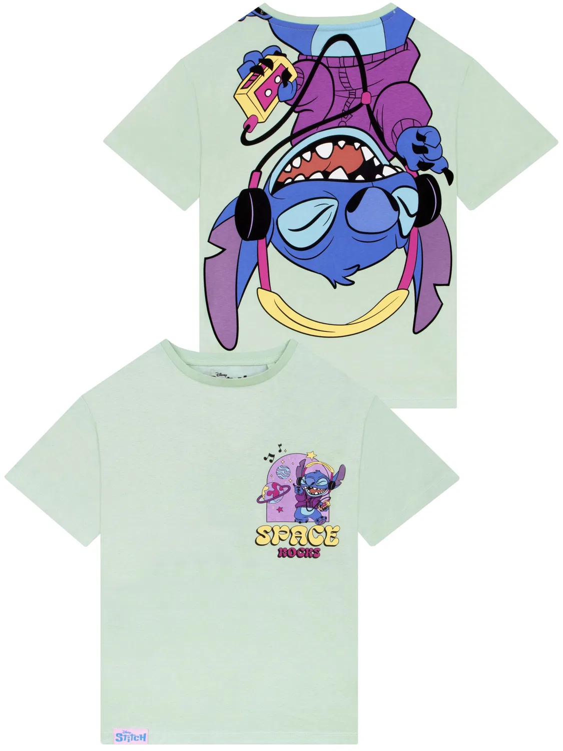 Футболка с принтом Stitch Space Rocks Character, зеленая