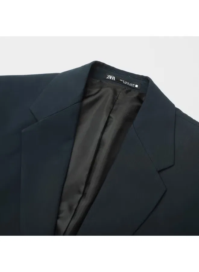 Костюм приталенный с лацканами Zara, темно-бирюзовый — фото 4