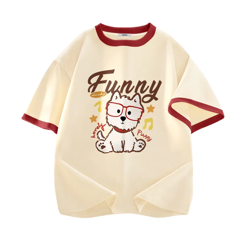 Детская футболка с принтом Pure Innocence Puppy MINISO, Burgundy — фото 3