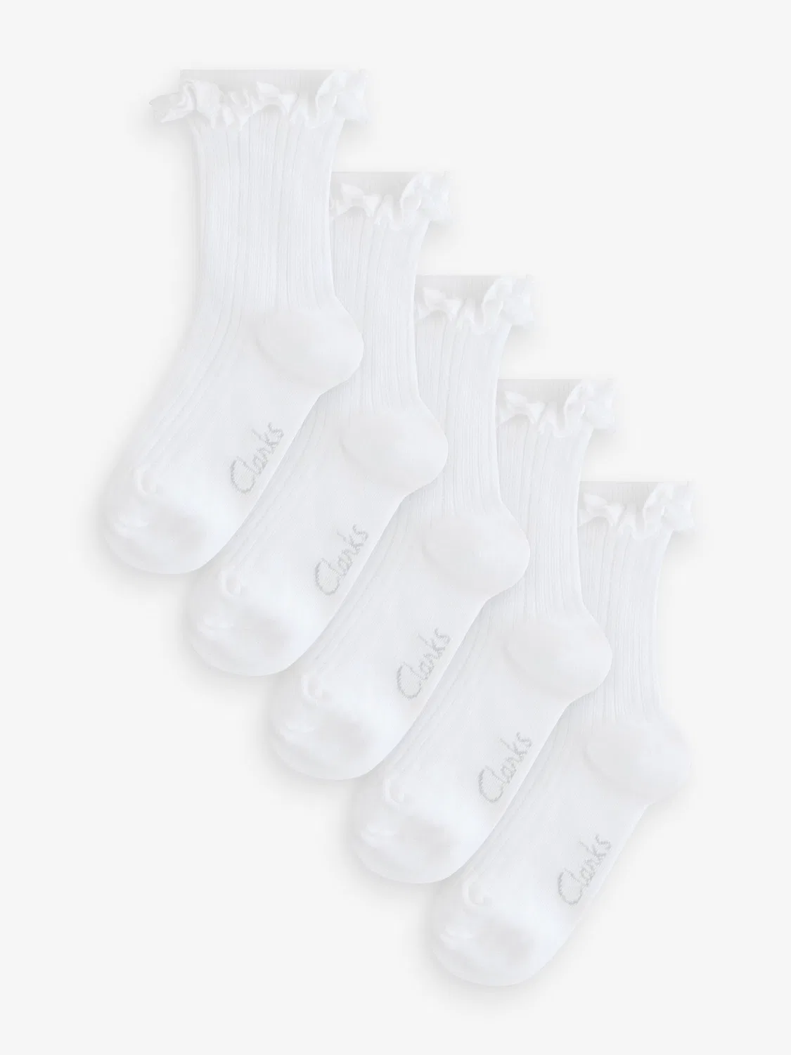 Носки школьные с рюшами, 5 пар Clarks, белые
