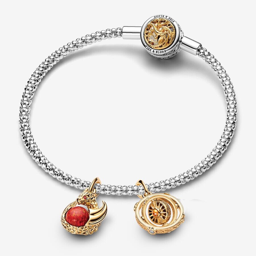 

Ювелирный комплект Pandora x Game of Thrones Gold Dangle Charms Bracelet Set, 3 предмета